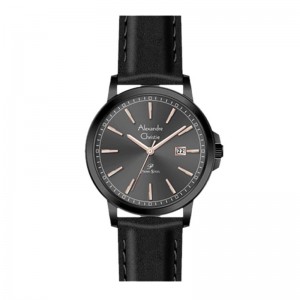 Alexandre Christie AC 1014 Full Black Rosegold Leather Man MDLIPDGRG